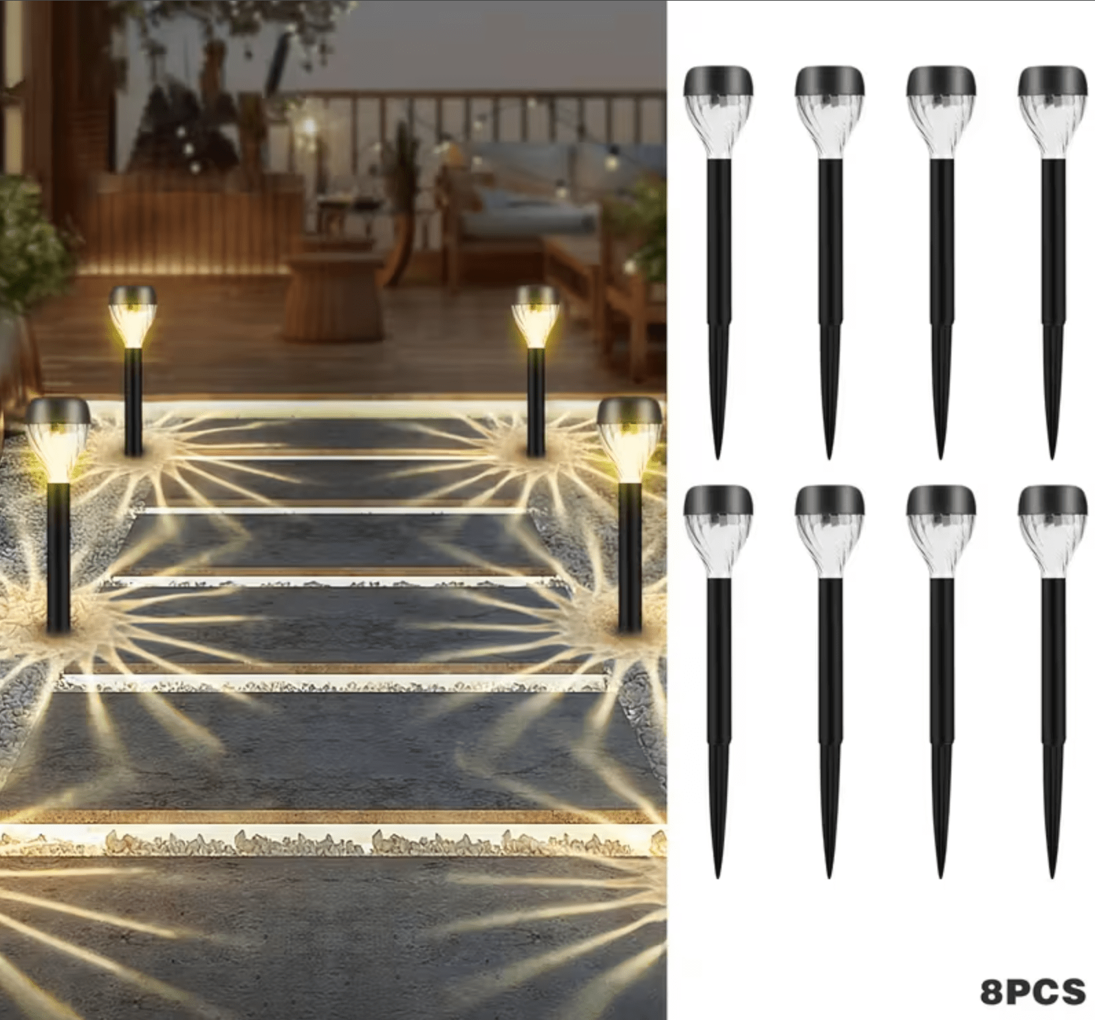 4 Pcs, Garden Decor Solar Lights - Intelligent On/Off, Solar Powered, IP44, Suitable for Lawn, Backyard, Path, Private Road, Garden, Patio and Deck Outdoor Solar Lights