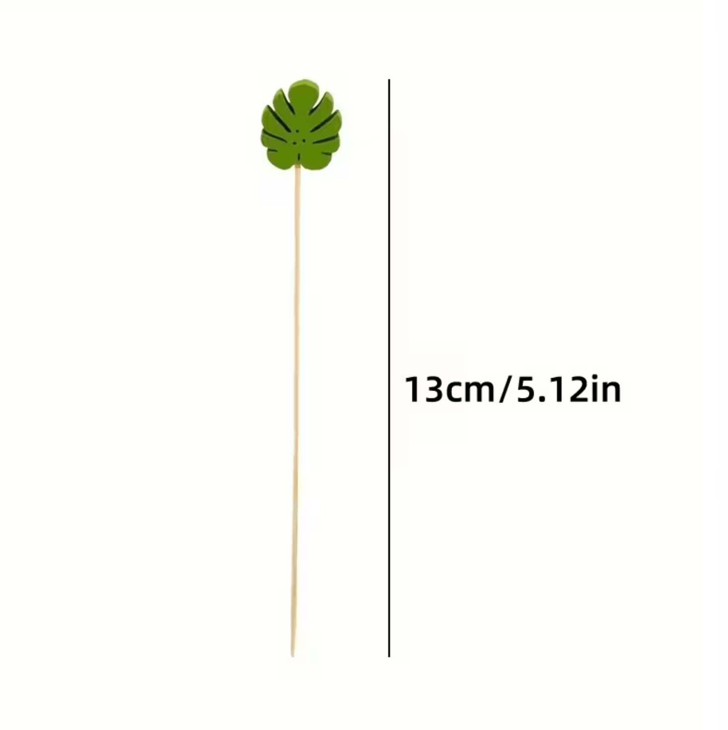 25 Pcs, Green Leaf Picks for Appetizers, 13 cm Natural Bamboo Picks for Cake Dessert Food Fruit Party Decorations - Image 4