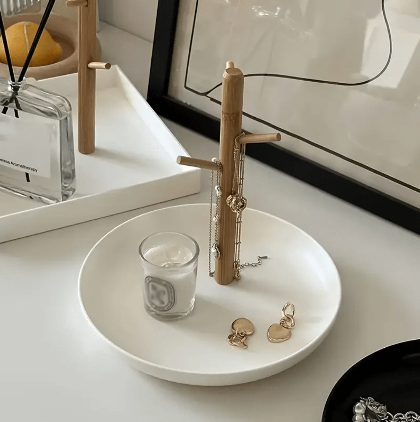 1 Pc, Nordic Entryway Table, Console Storage Tray, Keys, Jewelry, Perfume Storage Tray, For Lobby, Living Room, Bed Room, Office. (White) - Image 3