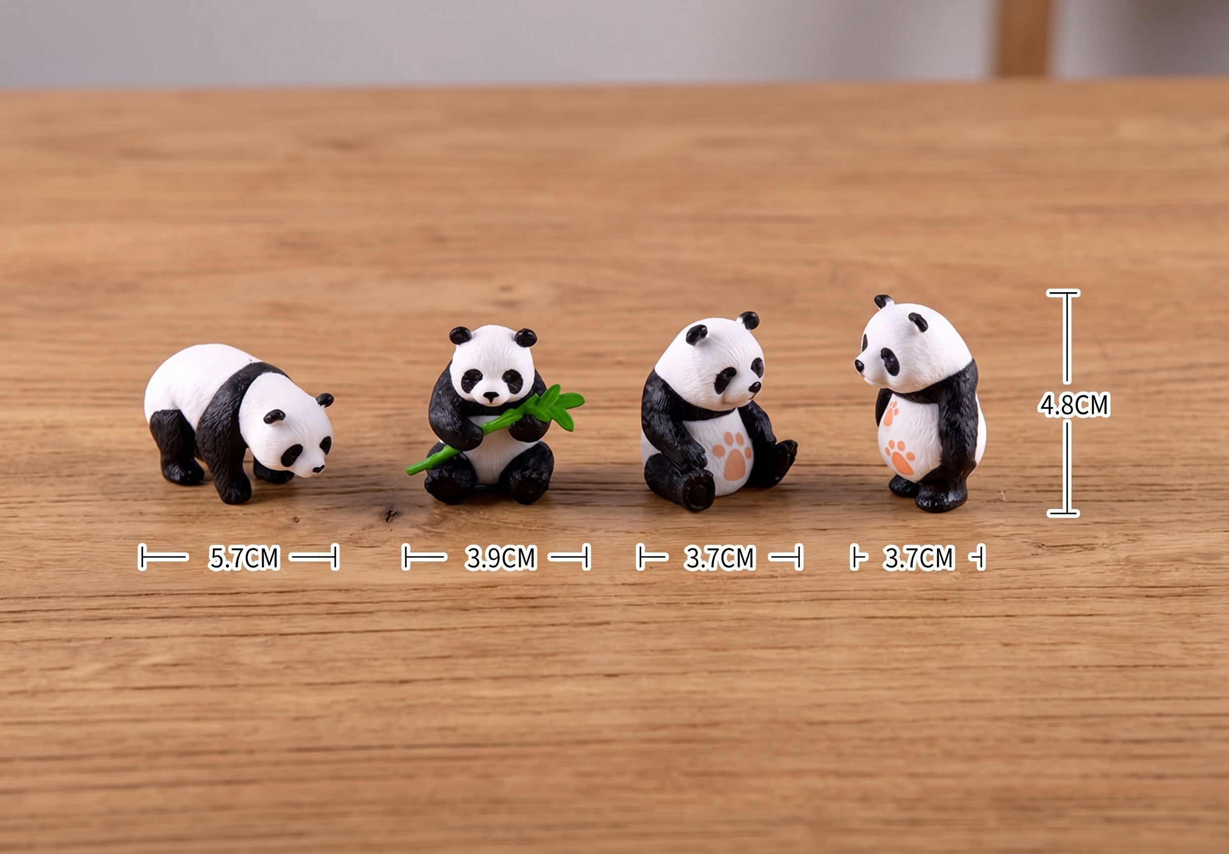 4 pcs, Cute Panda Figurines Set, Realistic Resin Figurines For Home & Office Decor, Indoor & Outdoor Suitable. - Image 7