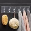 Strong Transparent Wall-Mounted Hooks Organizer - Multi-Purpose Door & Wall Hanger for Kitchen, Bathroom, Entryway - No Drill Adhesive Strips