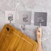 5 Pcs, Strong Adhesive Hooks, Metal Hooks for Multi-Purpose Door & Wall Hanger for Kitchen, Bathroom, Entryway - No Drill/Adhesive Back
