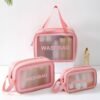 3 pcs set, Zipper Travel/Storage Bags, Faux Leather, Pastel Colors, Water Resistant & Washable Ergonomic Design For Easy Use,