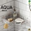 1 pc, Bathroom/Kitchen Corner Rack, Aqua Design Rack, Durable-Unbreakable Material, No Drill Adhesive Mount, Shower Caddy.