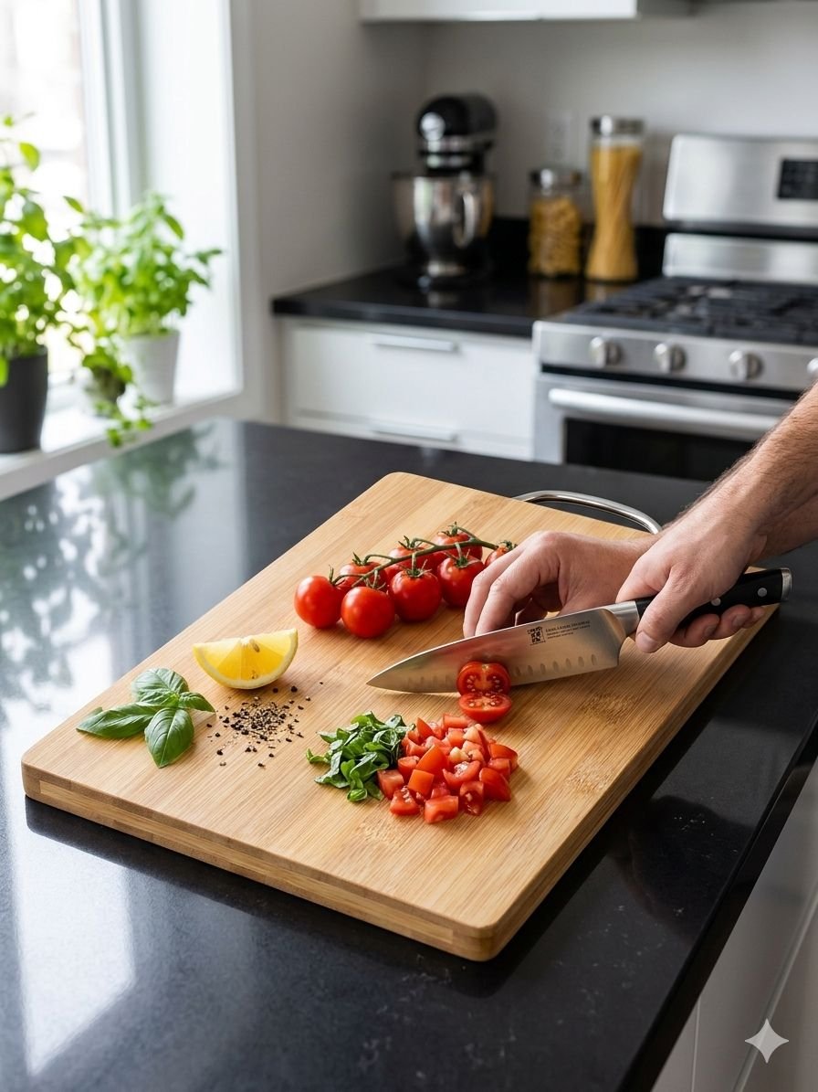 Bamboo Cutting and Chopping Board for Kitchen, Water Proof, Safe & Healthy, Knife-Friendly, Easy to Clean