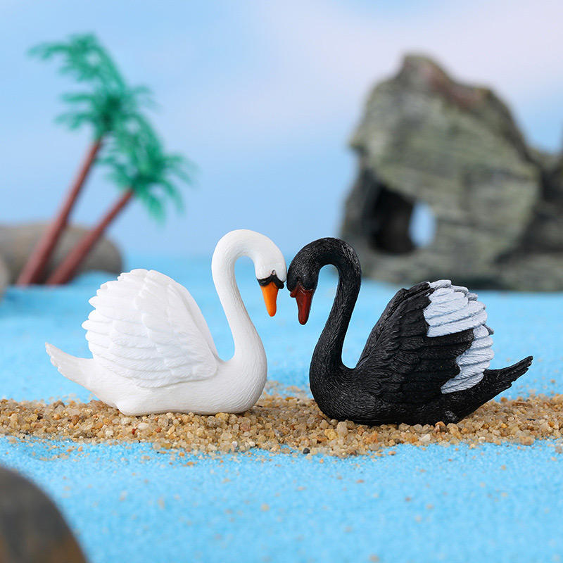 4 pcs set, White and Black Miniature Swan Fairy Garden Accessories, Cute Figurines Ornaments for Micro Landscaping, Home Decor - Image 7