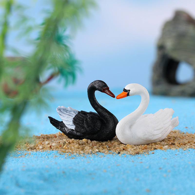 4 pcs set, White and Black Miniature Swan Fairy Garden Accessories, Cute Figurines Ornaments for Micro Landscaping, Home Decor - Image 8