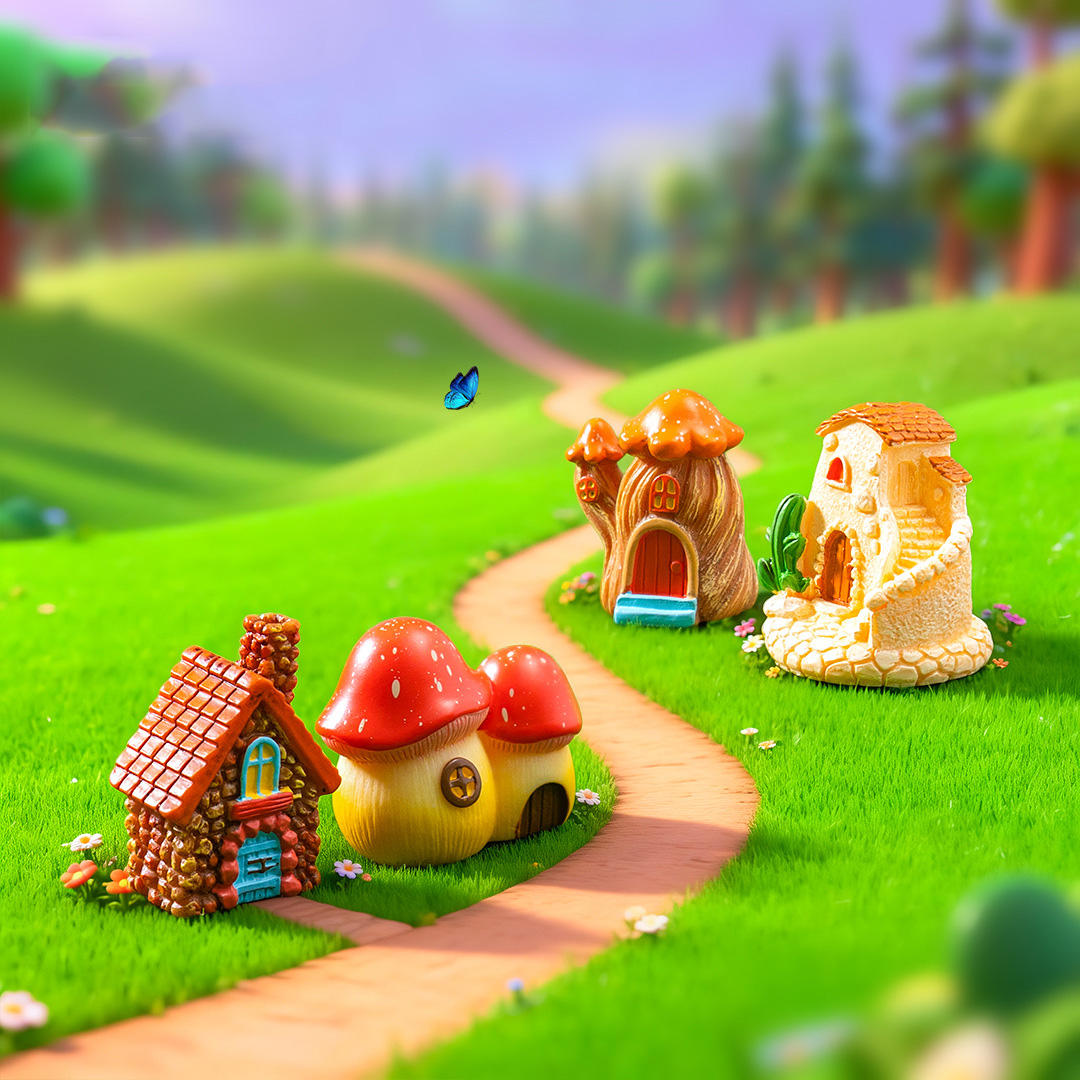 4 pcs set, Mini Fairy Houses Figurines, Fairy Gardening Micro Landscape, Home & Office Decor - Image 7