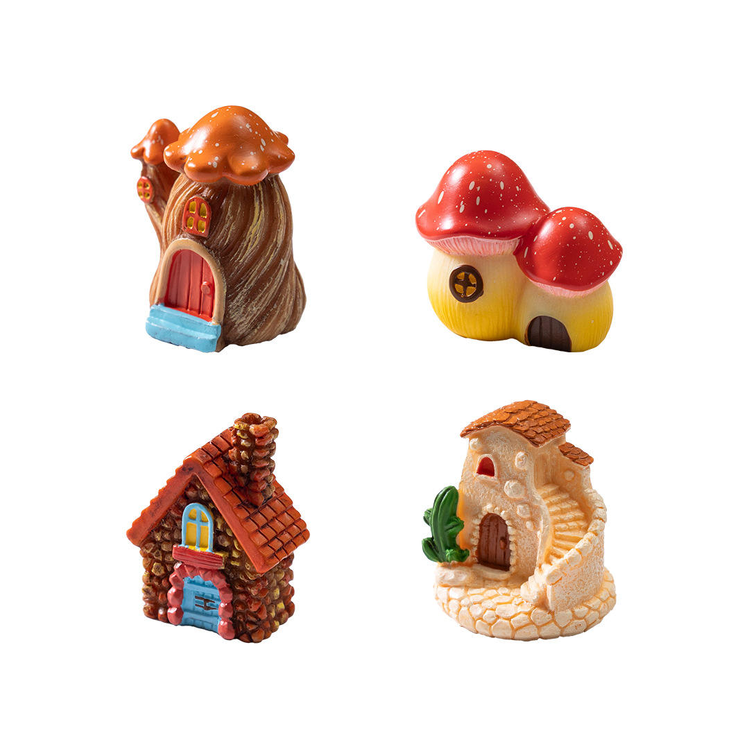 4 pcs set, Mini Fairy Houses Figurines, Fairy Gardening Micro Landscape, Home & Office Decor - Image 3