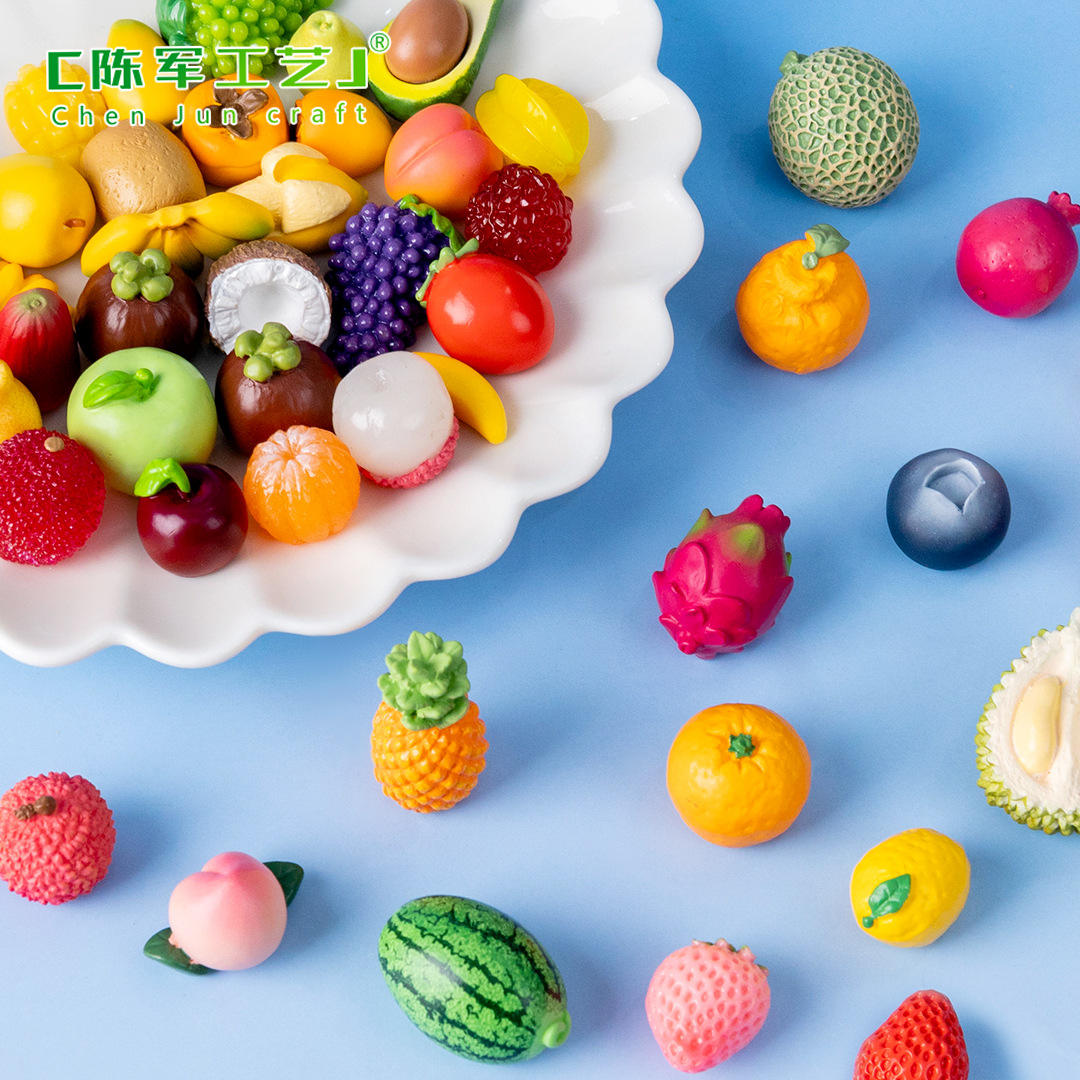 10 pcs set, Mini Fruits Figurines, Realistic Artificial Crafts for Kitchen, Home Decoration