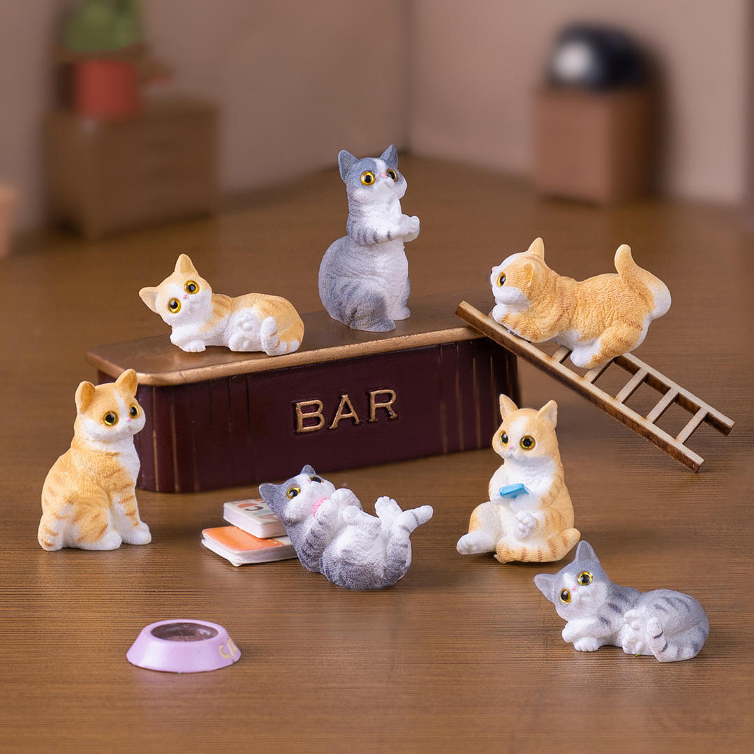 4 pcs set, Mini Cats Figurines, Realistic Playing Cats Resin Crafts, Cute Ornaments For Car, Home & Office Decor, Miniature Garden Decor - Image 7