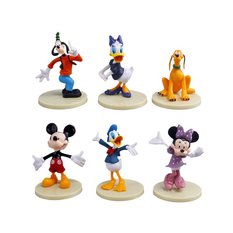 6 pcs set, Mickey & Minnie Mouse Action Figurines, Cute Realistic Cartoon Gift Set, Home Office Car Decor, Birthday Cake Decoration