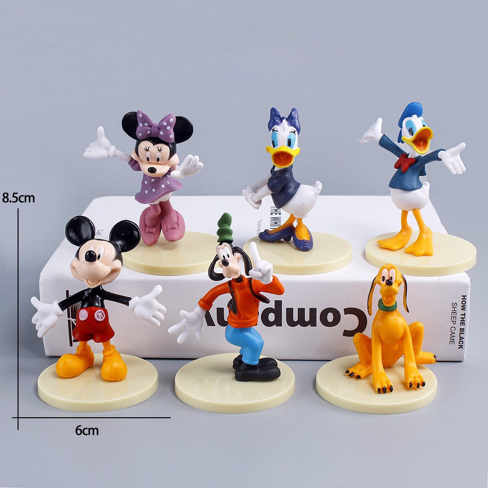 6 pcs set, Mickey & Minnie Mouse Action Figurines, Cute Realistic Cartoon Gift Set, Home Office Car Decor, Birthday Cake Decoration - Image 3