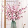 4 Pcs Bunch, Artificial Cherry Blossom Flowers, Realistic and Vibrant Flowers for Home & Office Decoration, Wedding And Party Decor