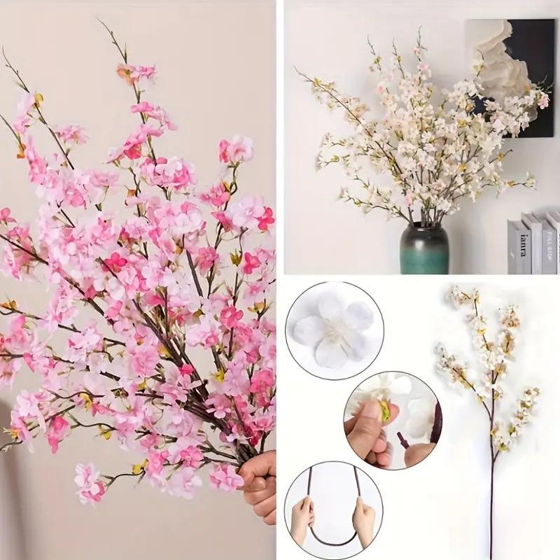 4 Pcs Bunch, Artificial Cherry Blossom Flowers, Realistic and Vibrant Flowers for Home & Office Decoration, Wedding And Party Decor - Image 4